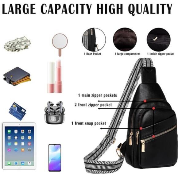 Cross Body Bags for Woman Men Sling Bag Chest Bag with Adjustable Strap - Picture 5 of 6